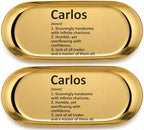 Pawpy Mate Carlos Catchall Tray, Stainless Steel, Oval, Gold, 7x3 Inch, Set of 2, Vanity and Decorative Tray, Rust Resistant, Stackable, Modern, Polished Finish, Jewelry Dish and Entryway Organizer by Unknown