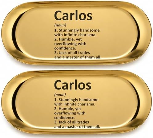 Pawpy Mate Carlos Catchall Tray, Stainless Steel, Oval, Gold, 7x3 Inch, Set of 2, Vanity and Decorative Tray, Rust Resistant, Stackable, Modern, Polished Finish, Jewelry Dish and Entryway Organizer by Unknown
