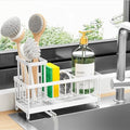 Cisily Sponge Holder for Kitchen Sink, Sink Caddy Organizer with High Brush Holder, Kitchen Countertop Organizers and Storage Essentials, Rustproof 304 Stainless Steel (White, 9.25″) by CISILYHOMELIFE