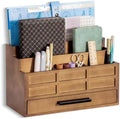 dreampossible Brown Wood Desk Organizer and Accessories with Drawer, Bill Mail Organizer and File Mail Holder for Office Supplies, Rustic Desk Accessories & Workspace Organizers by dreampossible