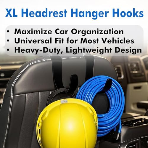 Travel Depot XL Hard Hat Holder for Truck, Heavy-Duty Headrest Hooks, Seat Back Organizer for Hard Hats, Bags & Gear, Universal Truck & Car Headrest Organizer, 2-Pack - Image 3