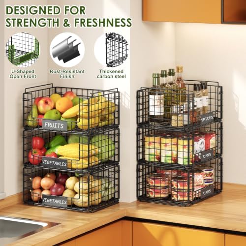 JKsmart 3 Pack XXL Stackable Wire Baskets, Pantry Organizers and Storage - Image 4