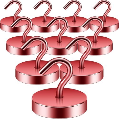 Neosmuk Magnetic Hooks Steel Tube Design for Cruise,100lb+ Red,10 Pack by Neosmuk