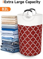 Fabspace Large Laundry Basket Laundry Hamper Bag Washing Bin Clothes Bag Collapsible Tall with Handles Waterproof Travel Bathroom College Essentials Storage for College Dorm, Family, 82L (Red) - Image 5
