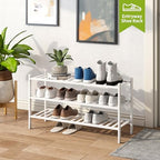 BMOSU 3-Tier Bamboo Extended Shoe Rack Premium Stackable Shoe Shelf Storage Organizer for Hallway Closet Living Room Entryway Organizer(White Bamboo) - Image 2