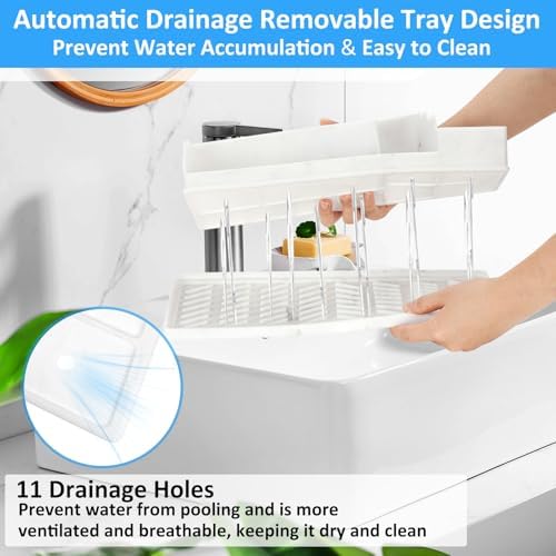 Bathroom Counter Organizer, Large White Silicone Toothbrush Holders for Bathrooms with 3PCS Qtip Holder, Bathroom Organizer Countertop Toothbrush and Toothpaste Holder for Makeup Organizer for Vanity - Image 6