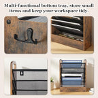 EHWINE Wall File Organizer, 6 Tier Hanging Wall File Organizer with Bottom Tray, Mail Organizer Wall Mount, Wooden Desk Organizer for Office or Home - Image 3