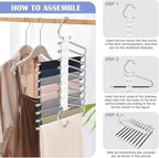 Upgrade 9 Layers Pants Hangers Space Saving, 4 Pack Multifunctional Pants Rack Non Slip Stainless Steel Clothes Space Saver Hangers Closet Organizers Storage for Pants Jeans Legging Skirt, Silky White | Metal Space Saving Hangers Multi-Layer Multifunct... - Image 4