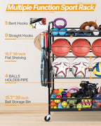 EXTCCT Garage Sports Equipment Organizer - Rolling Ball Storage with Wheels - Image 3