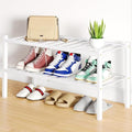 Smiry Bamboo Shoe Rack, 12 Vertical Slats, 2 Tier - 26.8" Wide, White by Smiry