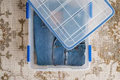 IRIS USA 3-Pack 26.5 Qt Storage Bins with Gasket Lids, Clear/Blue - Image 5
