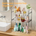NPPLUS 3 Tier Bathroom Counter Organizer Matte Black+Clear Acrylic Vanity - Image 4