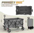 Wagons Carts Foldable,Collapsible Wagon with Wheels,450LBS Heavy Duty Beach Wagon Cart,Lightweight Portable Folding Utility Wagon Cart with Cup Holders for Camping, Garden, Sports, Grocery pcs (Gray) - Image 2