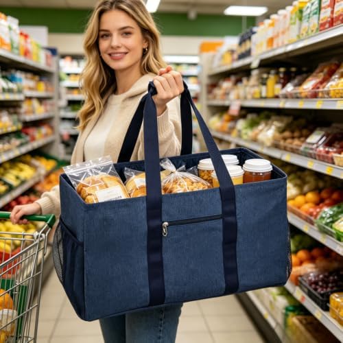 Extra Large Utility Tote Bag - Reusable Grocery Bags Foldable Heavy Duty - Image 3