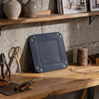 Valet Tray Desktop Storage Organizer – Vegan Leather Catchall Tray Bedside Vanity Tray Nightstand Caddy Holder for Remote Controller, Watch, Keys, Phone, Wallet, Coin, Jewelry, Navy - Image 7