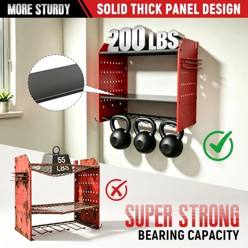 Power Tool Organizer Wall Mount,Power Drill Tool Holder,200lb Heavy Duty Tool Shelf,4 Tier Cordless Tool Organizer with 4 Drill Holders & 3 Divider Panels,Red - Image 5