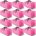Cosy Family 12 Pack Heavy Duty Extra Large Moving Bags with Backpack Straps - Strong Handles & Zippers, Storage Totes For Space Saving, Fold Flat, Alternative to Moving Box, Pink by Cosy+Family