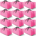 Cosy Family 12 Pack Heavy Duty Extra Large Moving Bags with Backpack Straps - Strong Handles & Zippers, Storage Totes For Space Saving, Fold Flat, Alternative to Moving Box, Pink by Cosy+Family
