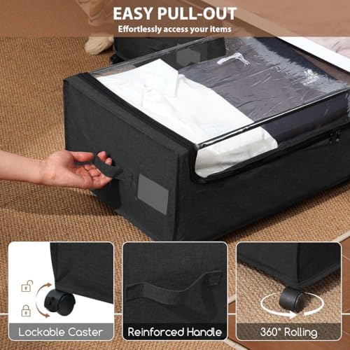 Under Bed Storage with Wheels High Size for Shoe Clothing Storage | Smooth-rolling wheels slide easily under most beds for quick everyday access - Image 5