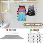 6 Tier Skirt Hangers Space Saving,4 Pack Pants Skirts Hangers with Clips for Women Closet,Non Slip Closet Organizer and Storage Multi Clothes Shorts Hanger Organization Dorm Room Essentials - Image 3