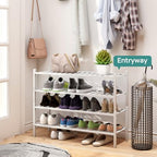 viewcare White 4-Tier Long Shoe Rack, Bamboo Wood, 33-Inch - Image 4