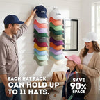 2 Pack Hat Organizer for Baseball Caps,Detachable DIY Hat Rack for Wall Hold Up to 22 Hats,Baseball Cap Organizer Cap Holder Hat Hangers for Wall Closet Door Bedroom(1A-White) - Image 6