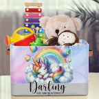 Rainbow Unicorn Storage Basket Toy Storage Bins Collapsible Cube Organizer - Image 3