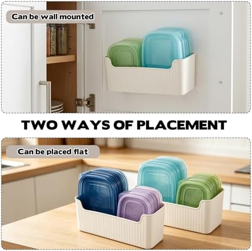 Rainmae 2 Pack Kitchen Cabinet Door Organizer, Lid Organizer Inside Cabinet Wall Mounted Plastic Storage Box Under Sink Door Organizer Lunchbox Lid Container for Kitchen Bathroom Organization - Image 4