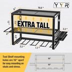 YYR Heavy Duty Power Tool Organizer Wall Mount, Cordless Drill Hanger Storage Rack, Battery Tools Holder with Charging Station Shelf for Garage Organization, Workshop, Pegboard, Shed - 16 Inch 4 Slots - Image 2