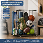 Garage Ball Storage Rack with Wheels, Metal Sports Ball Holder - Image 6