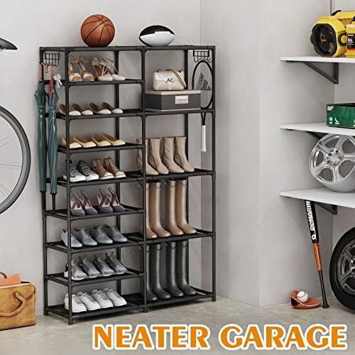 CSXGBAB 9-Tier Shoe Rack Organizer, Tall Garage Shoe Rack, Boot Rack, Black - Image 4