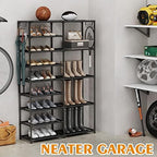 CSXGBAB 9-Tier Shoe Rack Organizer, Tall Garage Shoe Rack, Boot Rack, Black - Image 4