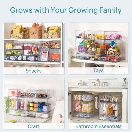 Vtopmart Clear Stackable Storage Drawers Set of 8, Plastic Organizer Bins - Image 7