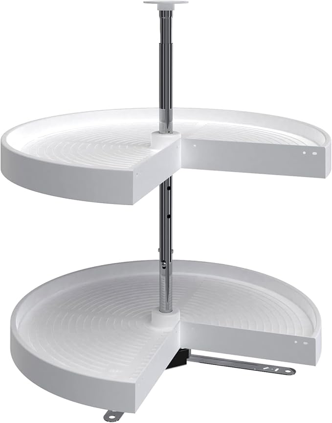 Rev-A-Shelf 24" Pie-Cut Dual Tier Plastic Lazy Susan Organizer for Diagonal Corner Base Cabinets, Rotating Shelves for Kitchen Organization, 24" W x 14.38" D x 26" H, White, LD-2942-24-11-1 by Rev-A-Shelf