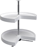 Rev-A-Shelf 24" Pie-Cut Dual Tier Plastic Lazy Susan Organizer for Diagonal Corner Base Cabinets, Rotating Shelves for Kitchen Organization, 24" W x 14.38" D x 26" H, White, LD-2942-24-11-1 by Rev-A-Shelf