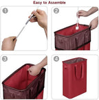 efluky Slim Laundry Basket, Narrow Laundry Hamper with Handles, Collapsible Dirty Clothes Hamper, Tall Laundry Bin for Laundry Room, Dorm and Bedroom, 48L (12.7 Gallon) Burgundy Red - Image 6