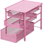 Simple Houseware Stackable 3 Tier Sliding Basket Organizer Drawer, Pink by SimpleHouseware