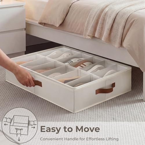 StorageWorks 2-Pack 24-Pair Under Bed Shoe Storage Organizer, Beige - Image 6