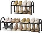 STO STO Expandable Shoe Organizer, 1-Tier Metal Shoe Rack for Closet, Up to 8 Pairs Adjustable Storage for Front Door Entrance, Free Standing Organizer for Entryway, Black by STOSTO