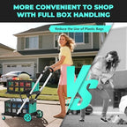 8-in-1 Max 200LBS Collapsible Shopping Cart on Wheels with 2 Storage Crates, Portable Foldable Shopping Cart with Foot Brake for Picnic, Supermarket, Office, Blue-2026 Upgraded - Image 4