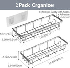 Shower Caddy Organizer with Hooks,Self Adhesive Bathroom Shelves,No Drilling Bathroom Organizers and Storage,Perfect for RV, Apartment, Home Decor,2 Pack Silvery - Image 2