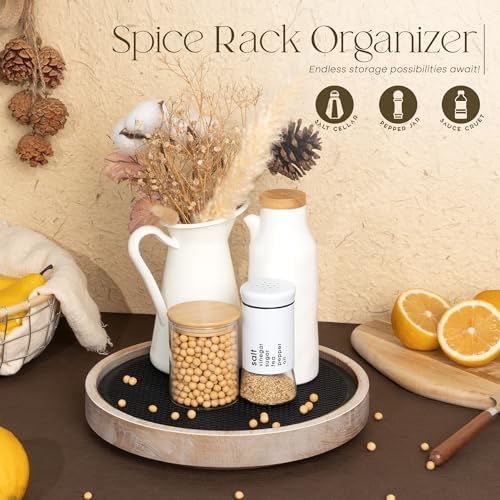 EOSAHR Lazy Susan Organizer, Non-Skid Rotating Tray for Counter, Natural - Image 3