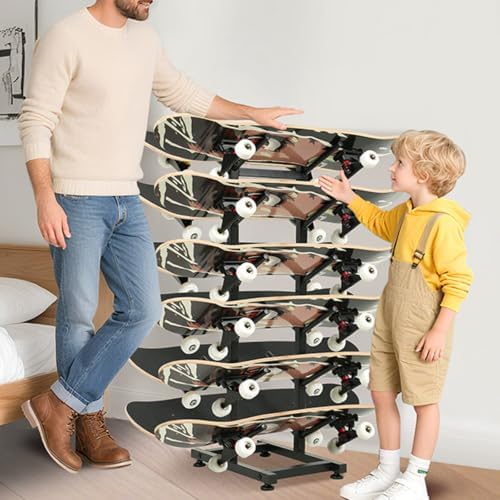BiJun Skateboard Racks Floor Stand, 6-Layer Skateboard Holder,Snowboard Storage Rack, Skateboard Organizer Floor Stand for Deck, Longboard, Snowboard, Standard Skateboards, Mini Cruiser Skateboard - Image 3