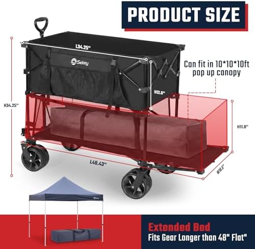 Sekey 400L Double-Decker Wagon, 500 lb Capacity, 50 in Extender - Image 3