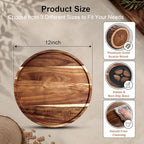 12" Acacia Wood Lazy Susan Turntable Countertop Organizer for Kitchen - Image 3