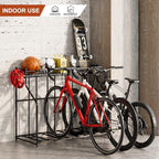 4 Bike Stand, Bike Rack Garage with Storage Rack, Bicycle Stand for Garage Organizer, Indoor Sporting Gear Storage Station for Mountain/Road/Hybrid & Fat Tire Bike - Image 2