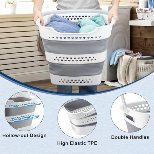 Collapsible Laundry Basket 42L Foldable Pop-Up Clothes Hamper for Dorm - Image 4