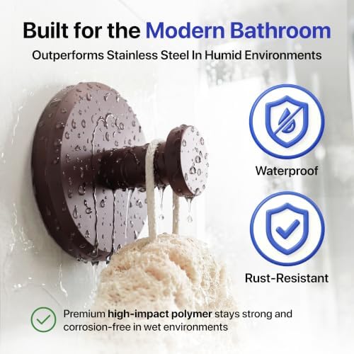 HOME SO Suction Cup Hooks for Shower & Bathroom Towel Holder 4-Pack Bronze - Image 3