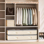 Budding Joy 6 Pack 95L Under Bed Storage Containers Beige | Underbed Storage Bags for Blankets, Towels, Comforter, Sweaters, Linen Sheets, Wrapping Paper - Image 4