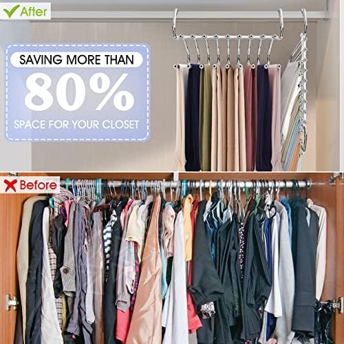 Upgrade 9 Layers Pants Hanger Space Saving Non-Slip Closet Organizer 2 Pack | Metal Space Saving Hangers Multi-Layer Multifunctional Closet Organizers Storage for Skirts Jeans Trousers(Creamy White) - Image 4